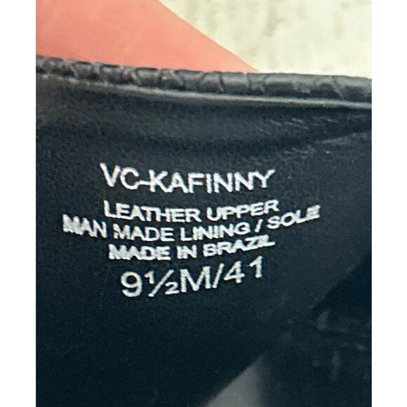 Vince Camuto Women’s 9.5 Kafinny Black Leather Flare block Heel Slip-On Sandals - Picture 8 of 8